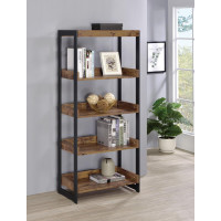 Coaster Furniture 800657 Estrella 4-shelf Bookcase Antique Nutmeg and Gunmetal